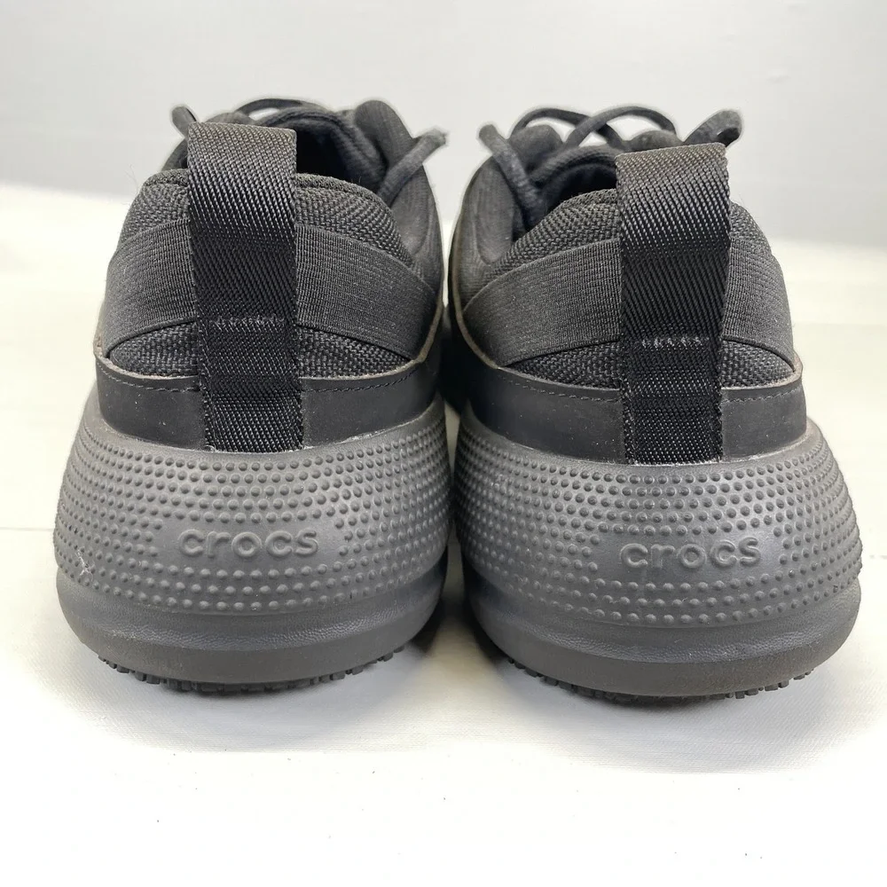 Crocs On The Clock Work Shoes Mens Size 13 Black Lace Up Slip Resistant Shoes